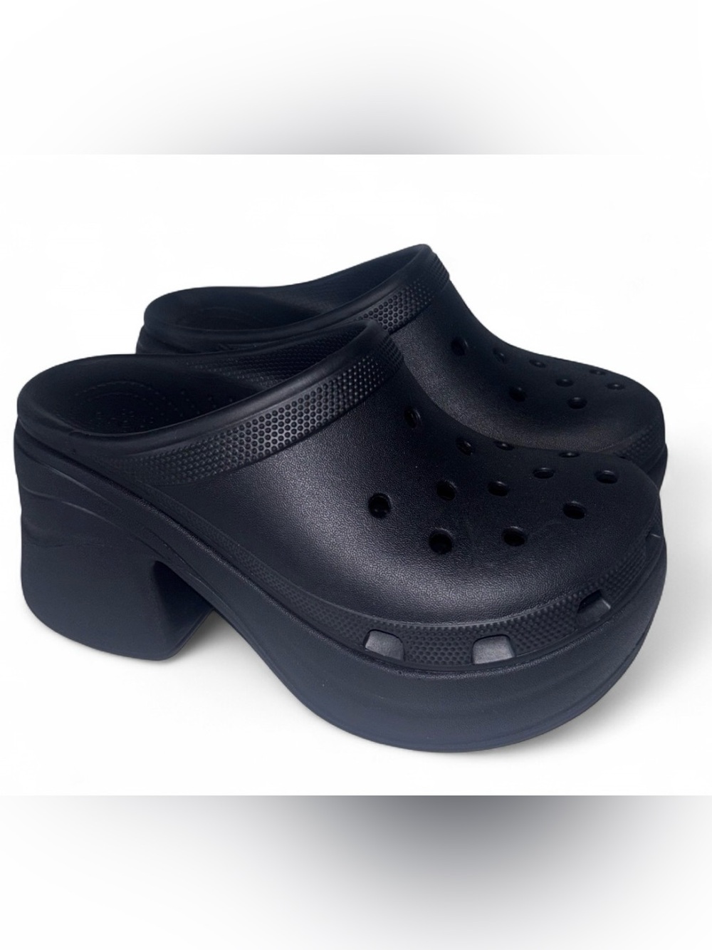 CROCS Siren Black Clogs Iconic Platform Heeled Mules Slip-On Comfort Women’s 8